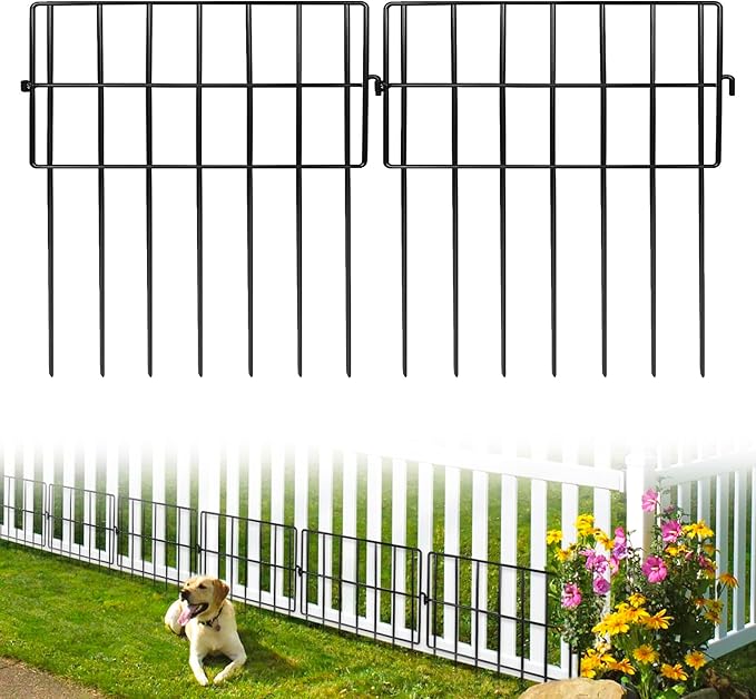 45 Pack Animal Barrier Fence No Dig Garden Defense, 45ft(L) x 13in(H) Rabbit Proof Garden Fencing with 1.2in Gaps, Metal Rabbit Fence, Dog Blocker Under Barriers for Flower Beds & Patio