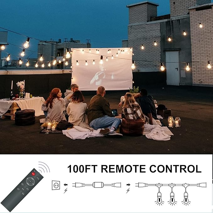 120W(Max) Remote Dimmer Timer Function Plug in for All Outdoor String Lights, Patio Lights, Led Lamp, Lamp in 100FT Remote Control Distance