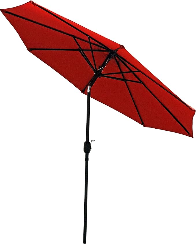 Sunnydaze Outdoor Patio Umbrella - Polyester Table Market Umbrella with Push-Button Tilt and Crank - 8 Sturdy Ribs - Burnt Orange - 9ft
