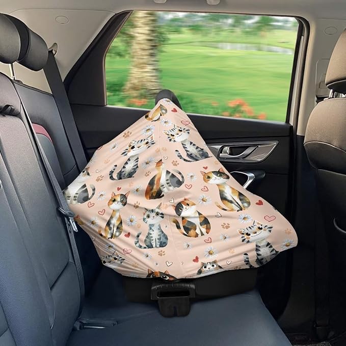AFPANQZ Cats Floral Breastfeeding Nursing Cover Carseat Canopy for Babies Infant Newborn Stroller Cover Breastfeeding Scarf Baby Shower s for Boys and Girls