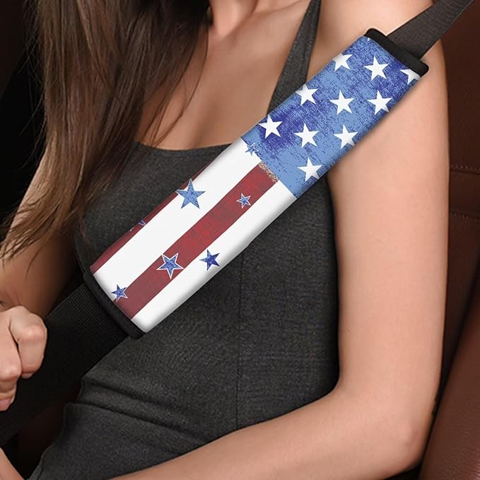 American Flag 2 Pack Seat Belt Cover Car Seat Shoulder Strap Pads Seat Belt Pad Seatbelt Covers Compatible with Most Car Accessories for Women