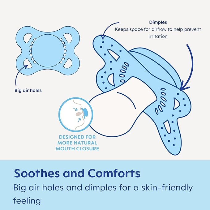 MAM Original Baby Pacifiers 0-6 Months,Binky for Newborn Babies,BPA-Free Skin Soft Silicone Nipple,Glows in The Dark,Developed with Medical Experts,Sterilizer Case,Made in Europe,2 Count (Pack of 2)