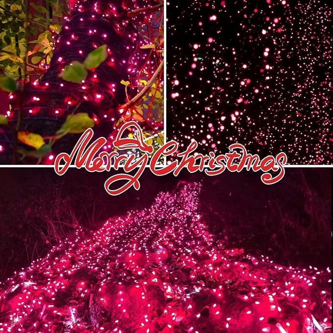 150LIGHTS PINK Extra-Bright With End Connectors Christmas Decorative Lights 9.72m UL Certified Mini String Light Set Waterproof for Home Garden Holiday Christmas Tree Party Patio Decor Wedding