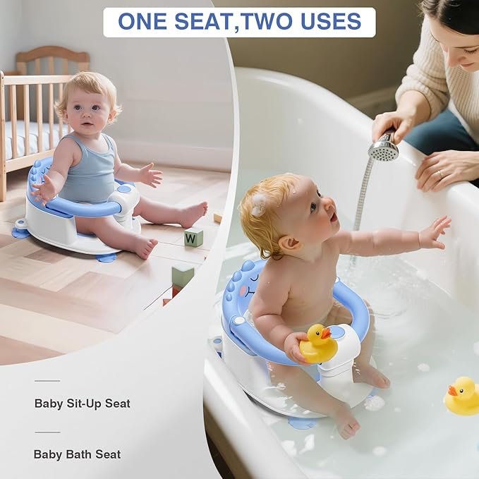 Baby Bath Seat for Babies 5 Months & Up - Non-Slip Bath Seat for Sitting Up, Soft Cushion & Compact Design, Toddler Bathtub Seat