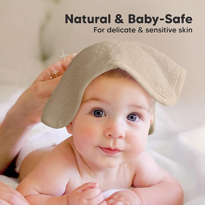6-Pack Baby Washcloths – Soft Absorbent Viscose from Bamboo Washcloths for Face, Body, Baby Towels for Newborn, Kids, Toddlers,Infant,Gentle on Sensitive Skin,10x10 Reusable Face Towels(Earth Brown)
