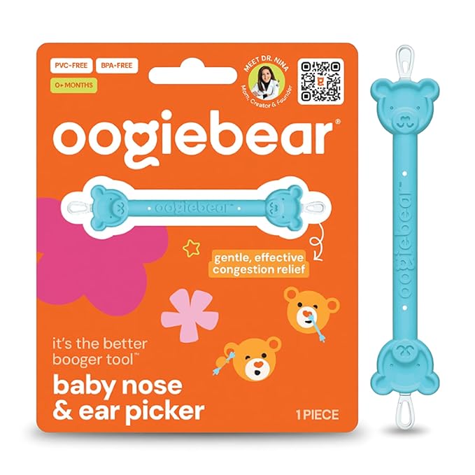 oogiebear Baby Nose Cleaner & Ear Wax Removal Tool - Safe Booger & Earwax Removal for Newborns, Infants, Toddlers - Dual-Ended - Essential Baby Stuff