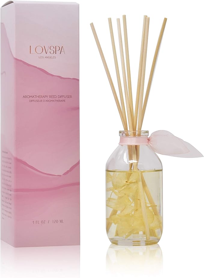 LOVSPA Reed Diffuser Set, Soothe Tahitian Vanilla Bean Scented Oil Diffuser with Sticks, Home Fragrance Accessories for Bathroom Shelf Decor, Aroma Diffusers for Home or Office Fall Decor, USA Made