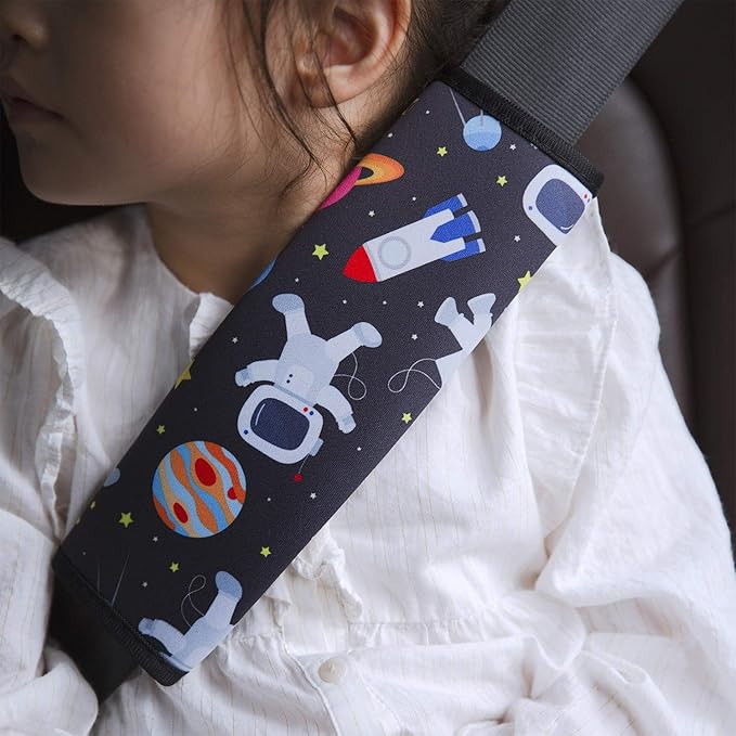 YR Seat Belt Cover for Kids, Soft Comfort Seat Belt Cushion for Children, Cute Cartoon Pattern Car Seat Belt Pads Cover for Girls and Boys, 1 Pack, Spaceman