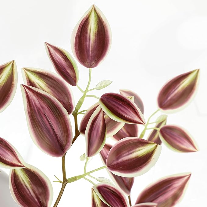 Briful Faux Plants Indoor Fake Potted Silk Plants Artificial Watermelon Peperomia Draping Plant for Home Office Room Kitchen Shelf Cabinet Tabletop Decoration(Dark Red - 1 Pack)