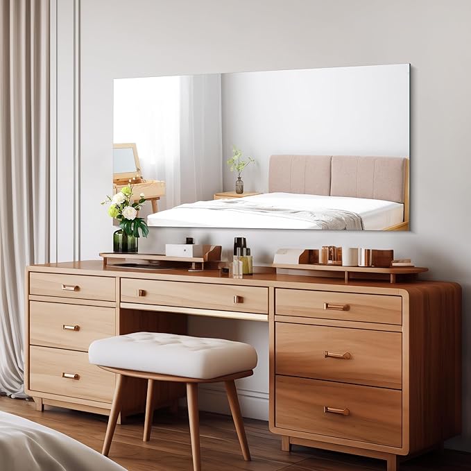 Frameless Mirror, 24x48 Inch Large Bathroom Mirrors for Wall Over Sink, Upgraded Shatterproof Vanity Mirror with Polished Edge for Bathroom,Bedroom,Living Room and Entryway