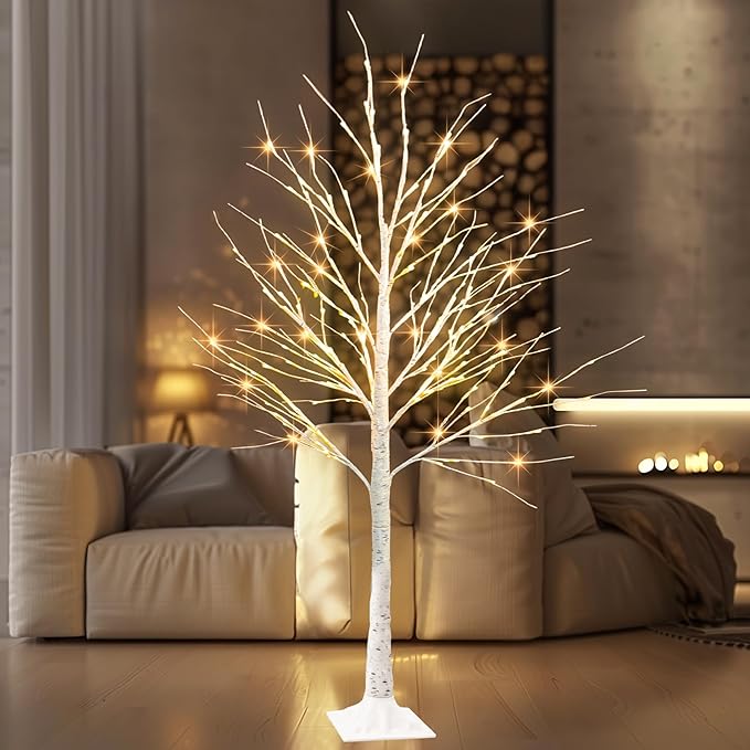 TW SHINE 2Pack Lighted Birch Tree, 6 FT Total 288LED Pre-lit Artificial Christmas Trees for Thanksgiving Christmas Decorations Indoor Home Bedroom Outdoor Festival Wedding Party, Warm White