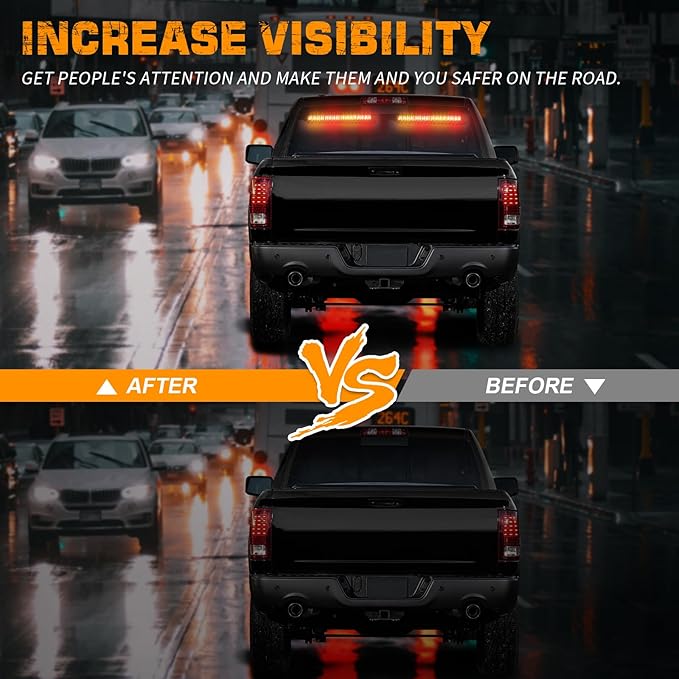 XRIDONSEN 2 in 1 Amber Red Traffic Advisor Light Bar 144 LED Warning Safety Interior Front/Rear Emergency Dash Windshield Strobe Lights for Firefighter Construction Vehicles Trucks Car (2x17.7 inch)
