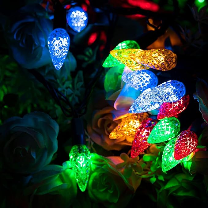 ITICdecor C6 Solar String Lights Outdoor Waterproof, 23FT 50LED Solar Christmas Lights Fairy Lights Decor, 8 Lighting Mode, Christmas Decorations for Xmas Tree Patio Party Decor(Multicolor)