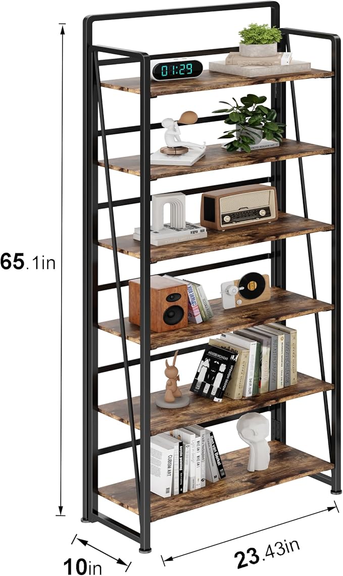 BHG No Assembly Folding Bookshelf for Living Room,Collapsible Book Shelf for Home Office, Portable Bookcase Storage Organizer Rack Shelves