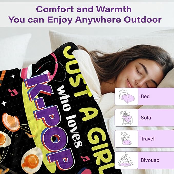Kpop Blanket Gifts, for Teens, Soft Flannel Ramen Blanket for Fans, Trendy Kpop Merch Gifts, for Young Adults, Ideal Gifts, for Teens and Young Adults, Holiaday Gift 50x60in