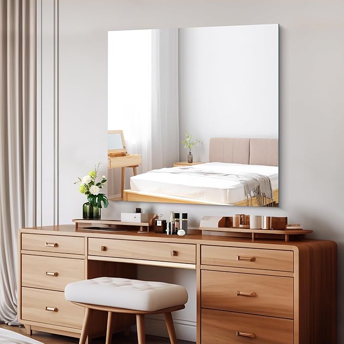 Frameless Mirror, 39x39 inch Square Bathroom Mirrors for Wall, Upgraded Shatterproof Vanity Mirror Over Sink with Polished Edge for Bathroom,Bedroom,Living Room and Entryway