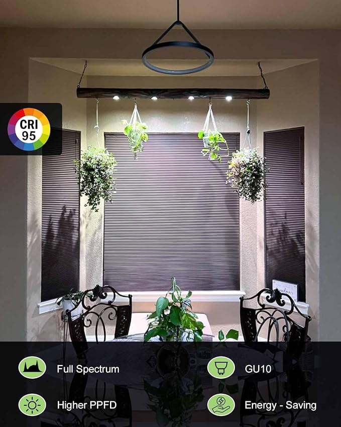 Grow Light, Full Spectrum GU10 Grow Light Bulb, 5W 110V PAR16 LED Plant Light Bulb for Indoor Plants, Neutral White 4000K, 1-Count