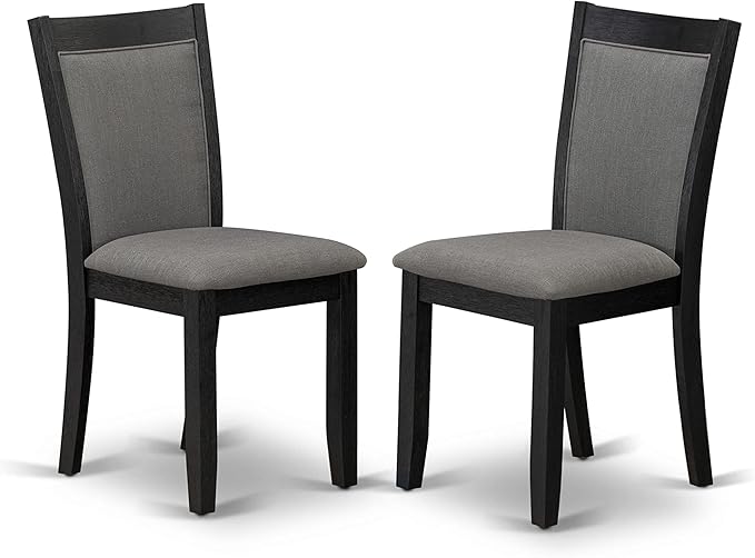 X12MZ-0C6-50 - 14-Pc Dining Room Table Set a Rectangular Table with a coffee table and 12 Dark Gotham Grey Linen Fabric Dining Chair, 39x120 Inch, Wire Brushed Black