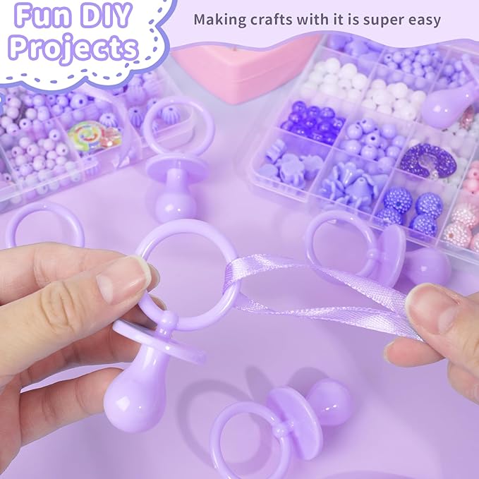 36 Plastic Pacifiers for Baby Shower Game, 2.75’’ Baby Shower Pacifiers, Purple Pacifiers for Baby Shower Decoration DIY, Gender Reveal Party Table Scatter/Baby Shower Party Favors (Purple)