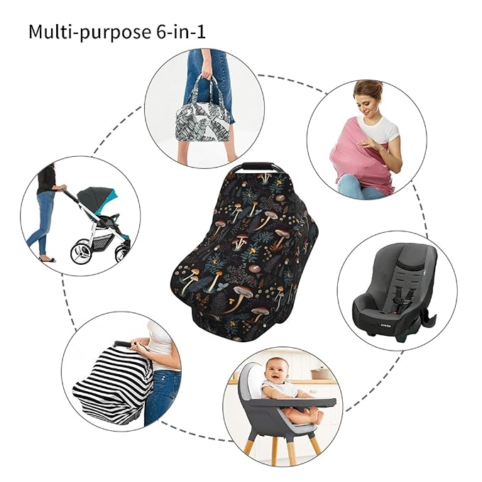 Mushroom Baby Car Seat Covers Canopy Covers Baby Multi-Use Car Seat Canopy Carrier Cover, Breathable Breastfeeding Cover Boys & Girls