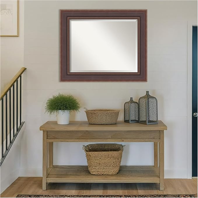 Amanti Art Brown Wall Mirror 30x36 Moab Brown Bronze Rectangle Bathroom Mirror for Wall Decor Living Room, Large Modern Frame, Hangs Horizonally and Vertically, Bathroom Decor, Beveled Edge