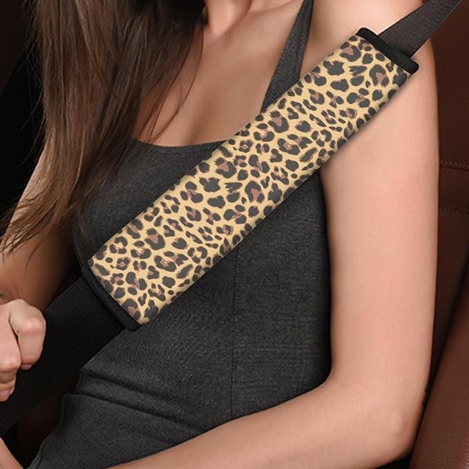 Seat Belt Cover Pad for Kids 4 Pack Car Seat Shoulder Strap Pads Seat Belt Pad Seatbelt Covers Compatible with Most Car Leopard Car Accessories for Women