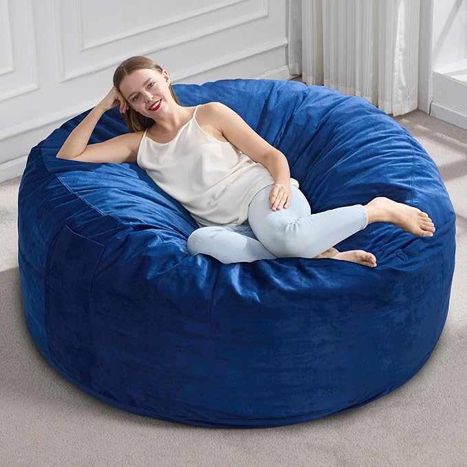 Hobestluk 5FT Bean Bag Chair Giant Bean Bag Chairs for Adults Large Bean Chairs with Removable Cover, Beanbag Chair with Filler, Adult Bean Bag Chairs for Living Room, Bedroom