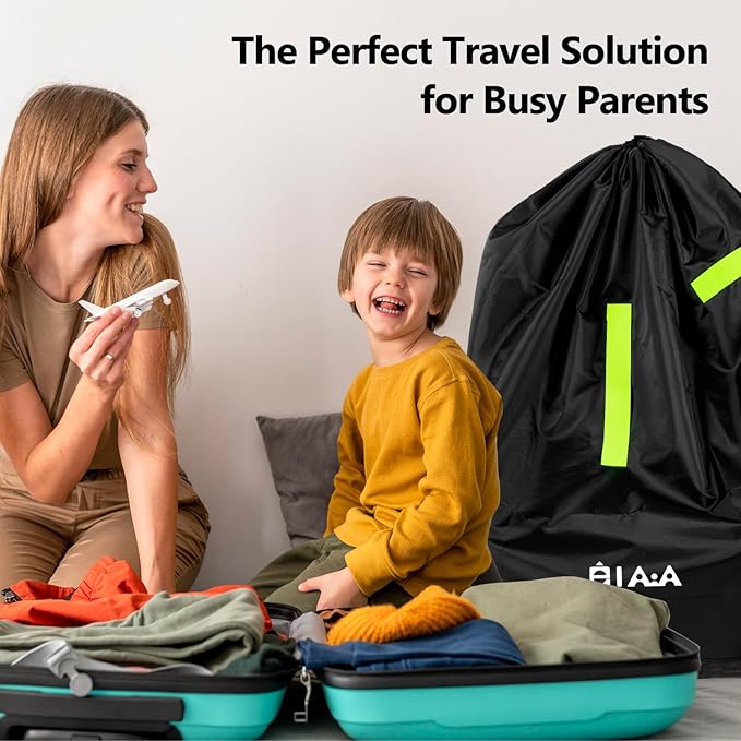 elaia Car Seat Travel Bag for Airplane, Waterproof Wearable with Straps, Large Capacity Padded Car Seat Check Bag, Perfect for Air Travel, Family Vacations, and Parents with Infants