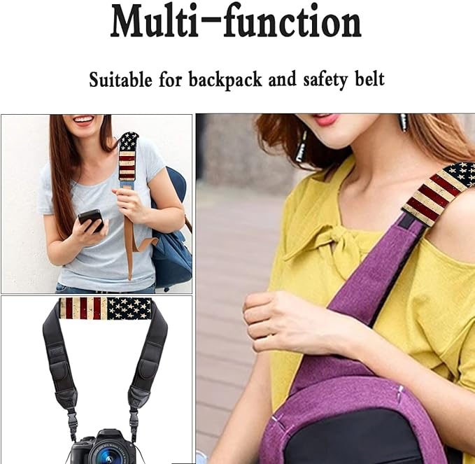 Biyejit USA American Flag Car Seat Belt Pads, 2 Pack Seatbelt Shoulder Strap Covers, More Comfort Driving & Protect Your Neck, Universal Safety Strap Cover for Auto SUV Truck Airplane Backpack