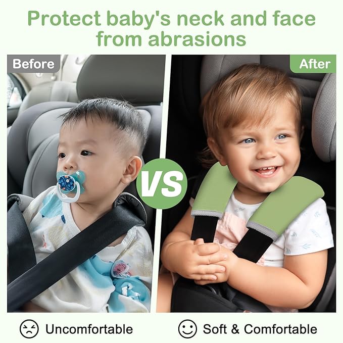 Seat Belt Cover Pad for Baby, Soft Seatbelt Cushion Covers for Kids 2Pcs Car Seat Strap Shoulder Pads for All Car Seats, Stroller, High Chair