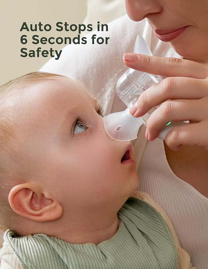 Momcozy BreezyClear Pro™ Nasal Aspirator for Baby, Hospital-Grade 75 kPa Nose Sucker with 9 Adjustable Suction Levels, Electric Nose Cleaner for Toddler, Light & Music Soothing
