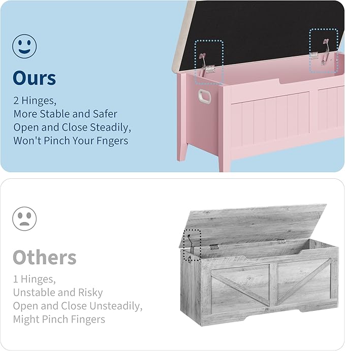 GAOMON Storage Bench with Cushion, 39.4” Wooden Chest Storage Box with 2 Safety Hinges, Entryway Benches with Flip-Top, Large Trunk for Living Room, Bedroom, Easy Assembly