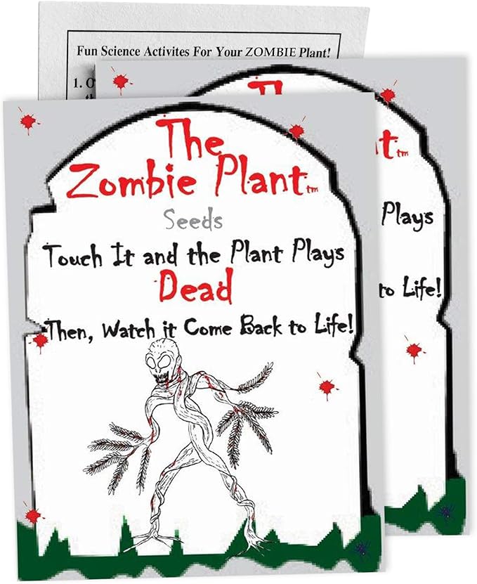 Zombie Plant Seed Packets – Grow a Live Sensitive Plant That Plays Dead When Touched! Indoor Plant Seeds & Educational STEM Activity | House Plant Seeds | Unique Garden Seeds – 2 Pack