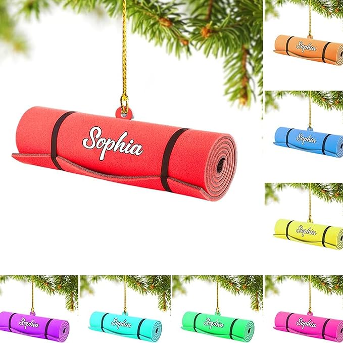 Noni Personalized Yoga Ornament, Custom Name Acrylic Christmas Decoration, Custom Name Mat Decor, Gift for Coach, New Yogi