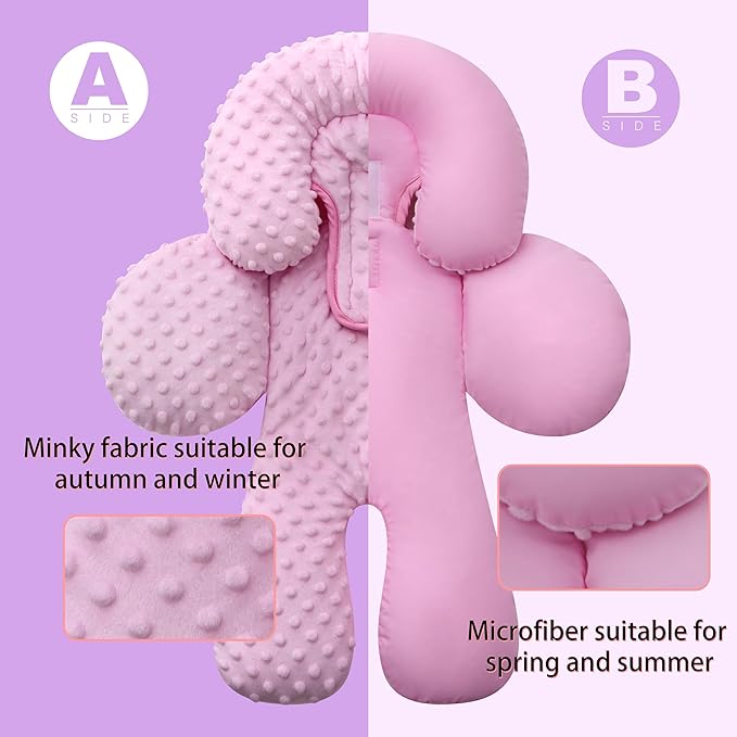 Pro Goleem Infant Car Seat Head Neck Body Support, Ultra-Soft Minky and Microfiber Newborn Car Seat Insert, Perfect for Car Seat, Stroller, 2-in-1 Reversible, Girls, Pink