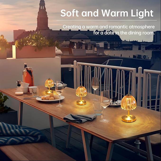 Shenmoyl Set of 2 Tulip Table Lamp with 5200mAh Battery & Touch Control, Cordless Small Table Lamp with 3 Colors, Rechargeable Battery Operated Table Lamps for Nightstand, Bedroom (Amber Tulip)