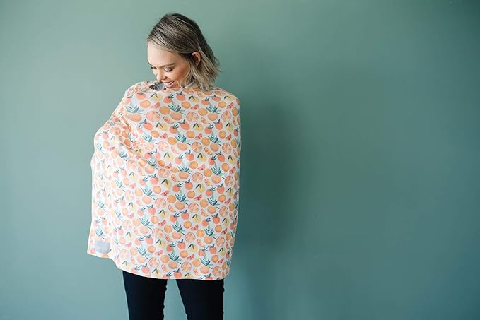 Baby Car Seat Cover Canopy and Nursing Cover Multi-Use Stretchy 5 in 1 Gift Citrus by Copper Pearl