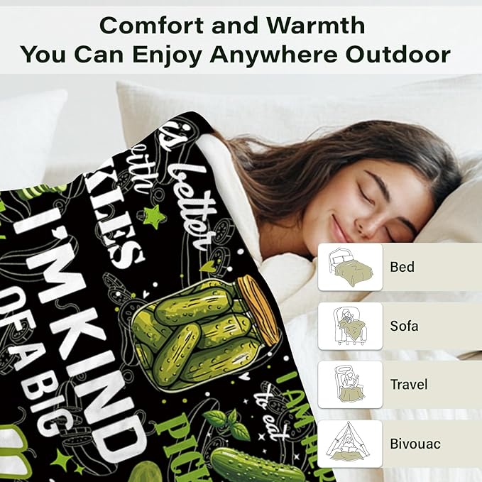 Pickle Blanket Gifts for Pickle Lovers, Pickles Birthday Gifts for Women, Friend, Girl, Soft Warm Blanket for Pickles Lovers, Gift for Couch Sofa Gifts for Christmas Thanksgiving Day 60x80in