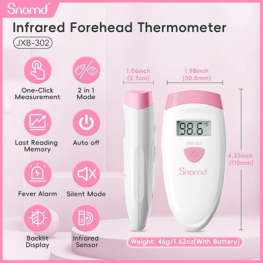 Non-Touch Forehead Thermometer, Digital Infrared Thermometer 2 in 1 for Adult and Kids Baby Thermometer with Fever Alarm