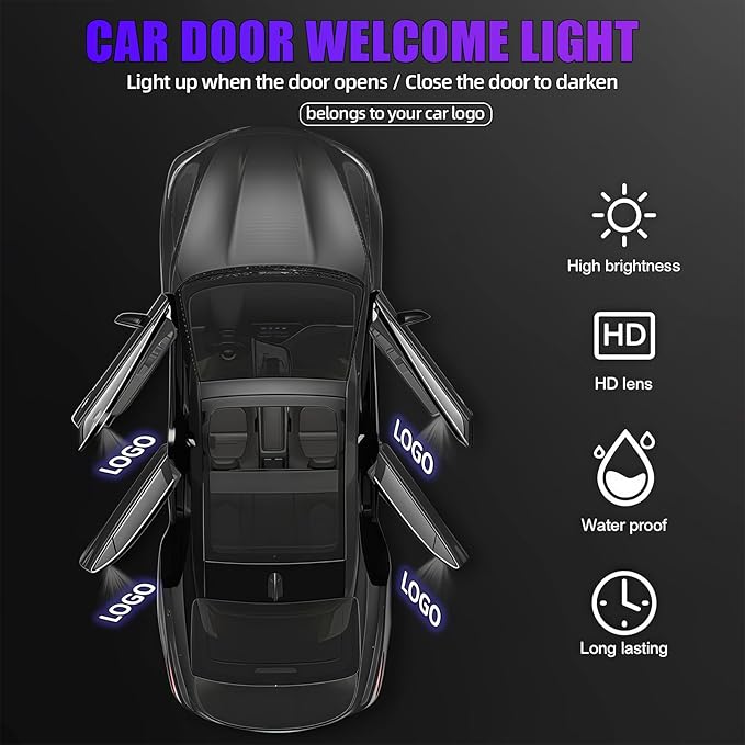2Pcs Car Door Lights Logo Projector Compatible with LS/ES/is/LX/RX/GS/GX/RC/UX Car Accessories, No Fade HD LED Car Welcome Projector Lights, 3D Ghost Shadow Puddle Light(Blue)