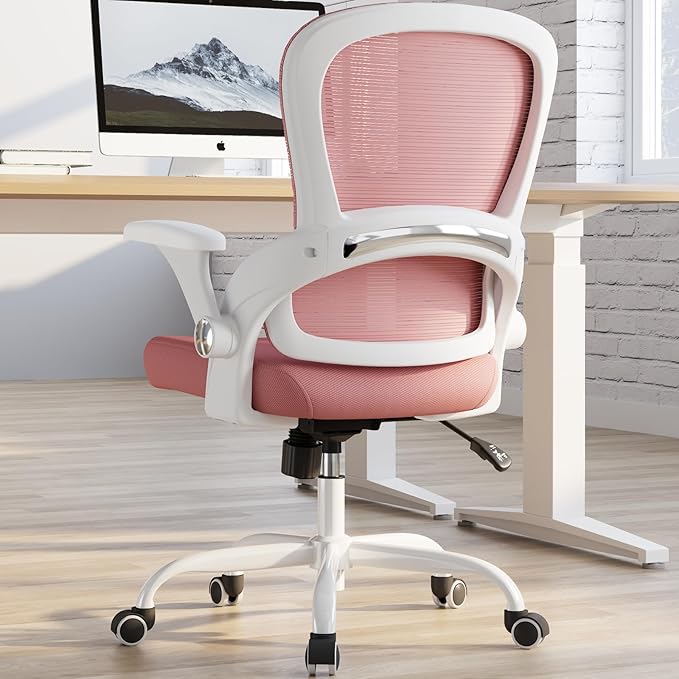 TRALT Office Chair - Ergonomic Office Chair with Back Support, Home Office Desk Chairs, Comfy Desk Chair, Computer Chair, 330lbs Wide Seat Big and Tall Office Chairs for Students (Pink)