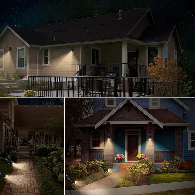 URPOWER Solar Lights Outdoor, 2-in-1 Solar Spot Lights Waterproof with 2 Lighting Modes, Adjustable Solar Powered Spotlights Auto On/Off Landscape Lights for Yard Garden Pathway, 4 Pack (Warm White)