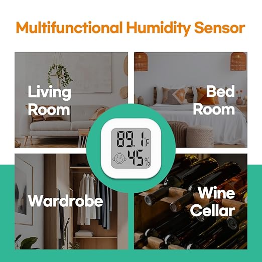 HubiBaby Forehead Thermometer for Adults and Kids, Digital Infrared Thermometer for Baby, Touchless Thermometer with 3 Color Fever Alarm, Fast Reading, Mini Hygrometer Combo (Black)