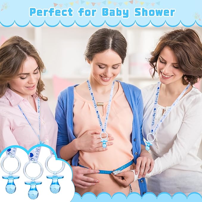 XINHUIDALSQ 36 Baby Shower Pacifiers Necklace, Cute Acrylic Pacifier Necklaces for Baby Shower Games Boy Charm, Party Favors, Decorations DIY, Gender Reveal Table Scatter(Blue)