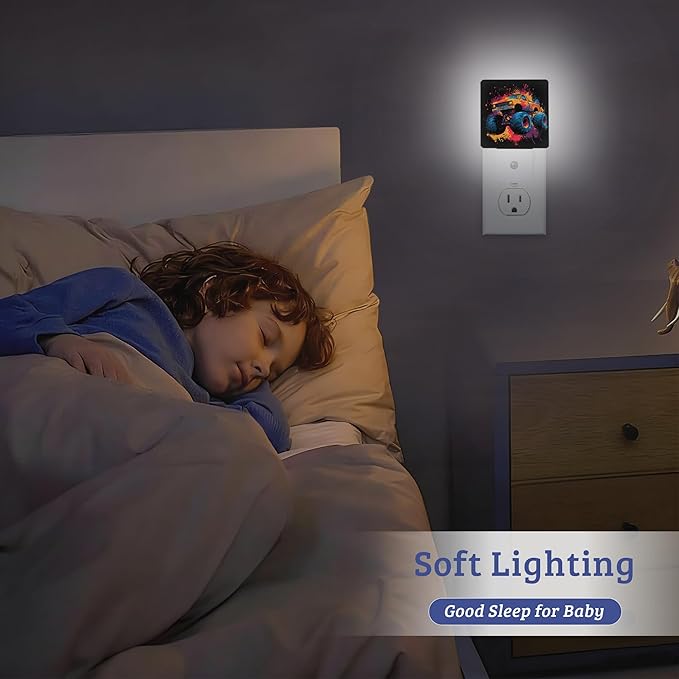 Trucks Night Light Plug Into Wall with Dusk to Dawn Sensor Wall Lamp, LED Nightlights for Bedroom, Bathroom, Kitchen, Hallway, Room Decorative for Boys Girls Women Men Gifts