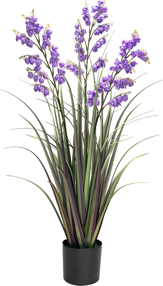 Green Onions Home Decor Fake Plants Lily of The Valley Snake Plant Home DéCor Accents Artificial Grass Room Decor Artificial Plants Indoor Artificial Grass 36" 1 Pack(Purple)