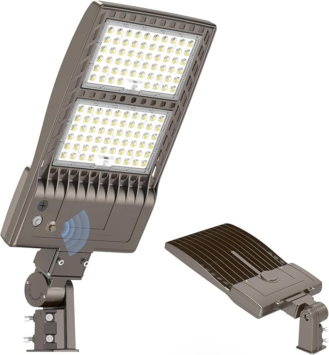 KUKUPPO 320W LED Parking Lot Light 48,000LM, Power Adjustable UL Listed LED Shoebox Parking Pole Light with Photocell 5000K IP65 Waterproof Outdoor Commercial Area Lighting Slip Fitt 110V 120V