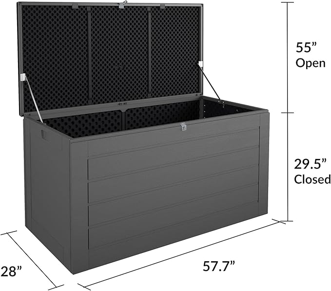 Cosco Outdoor Living 88180BGY1E Cosco Outdoor Patio Storage, Extra Large, 180 Gallons, Charcoal Deck Box, Black/Gray