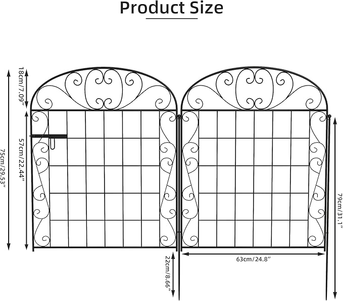 4 Panels Garden Fence Dog Fence Outdoor for Yard with Gate, 30 in(H) x 8.4 ft(L) No Dig Decorative Garden Fencing Animal Barrier, Metal Wire Panel Border for Dogs, Rabbits, Patio, Flower Bed