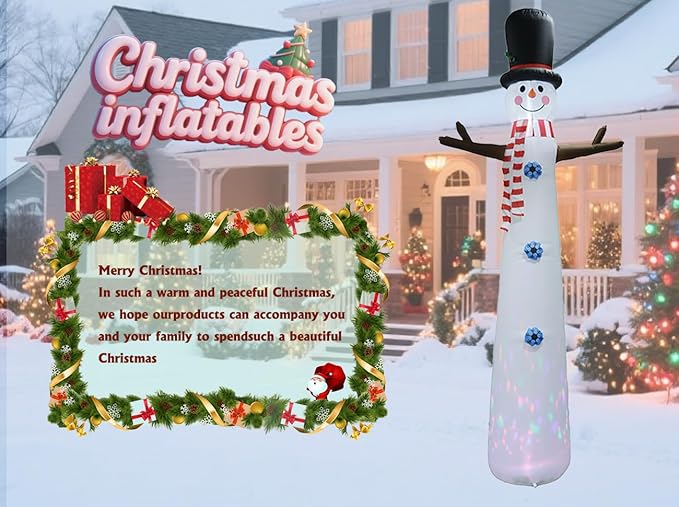 12FT Inflatable Snowman Outdoor Christmas Decoration - Blow Up Snowman with Built-in LED Lights for Garden Lawn